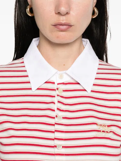 Golden Goose Natalia Slim Fit Striped Cotton Polo Shirt In White