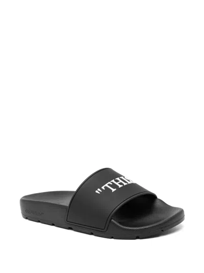 Off-white Rubber Slides For Left And Right In Black