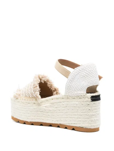 Stella Mccartney Canvas Wedge With Multicolor Fringe Detail In Neutrals