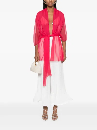 Alberta Ferretti Silk Jacket In Pink