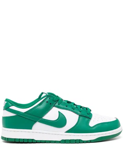 Nike Dunk Low Retro Sneakers In Green Leather