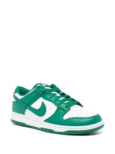 Nike Dunk Low Retro Sneakers In Green Leather