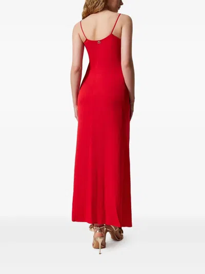 Twinset Long Spaghetti Strap Dress In Red