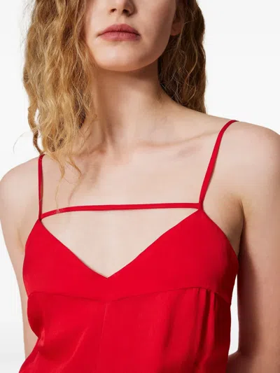 Twinset Long Spaghetti Strap Dress In Red
