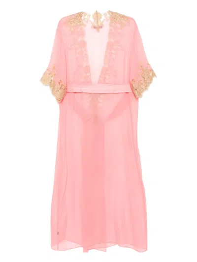 Kiki De Montparnasse Long Orchid Robe In Pink