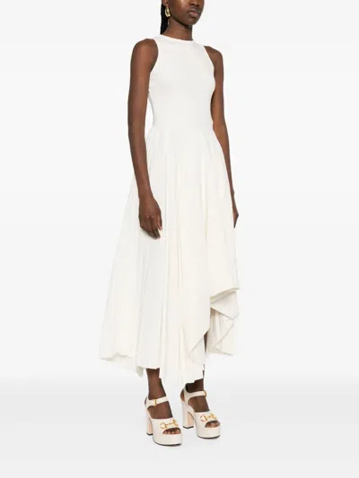 Alexander Mcqueen Mcqueen Asymmetrical Dress In White