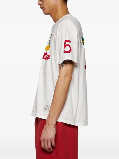 Bode Printed Cotton-jersey Henley T-shirt In White