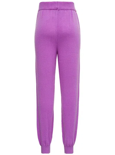 Msgm Merino-blend Knitted Track Pants In Purple