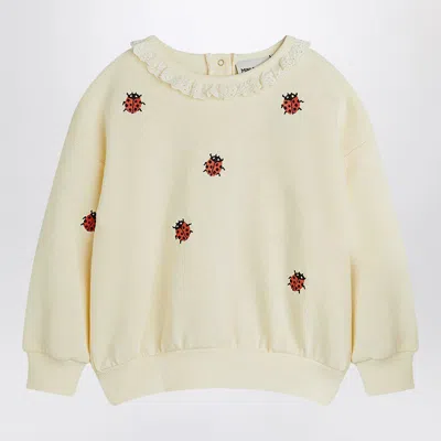 Mini Rodini Bestickter Pullover Ladybugs Aus Baumwolle In White
