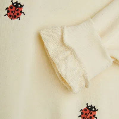 Mini Rodini Bestickter Pullover Ladybugs Aus Baumwolle In White
