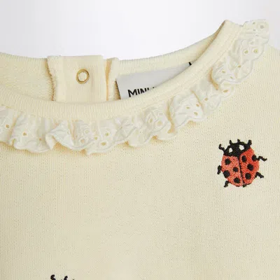 Mini Rodini Bestickter Pullover Ladybugs Aus Baumwolle In White