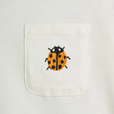 Mini Rodini White T-shirt With Front Pocket And Ladybug Embroidery In Cotton Boy In White