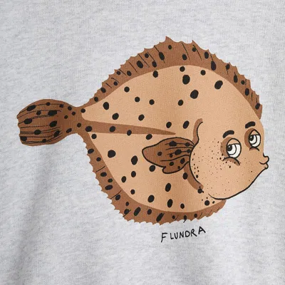 Mini Rodini Grey Sweatshirt For Kids With Puffer Fish In Grey