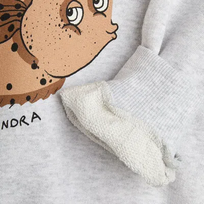 Mini Rodini Grey Sweatshirt For Kids With Puffer Fish In Grey