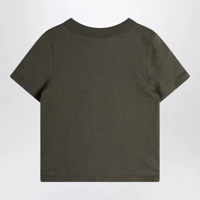 Mini Rodini Faded Black T-shirt With Seagull Embroidery In Black