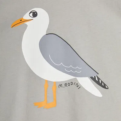 Mini Rodini Gray T-shirt With Seagull Print In Grey