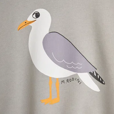 Mini Rodini Gray Sweatshirt With Seagull Print In Grey