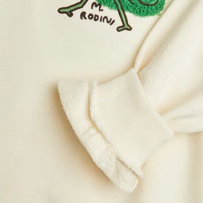 Mini Rodini Ivory Sweatshirt With A Velvet Lizard In White