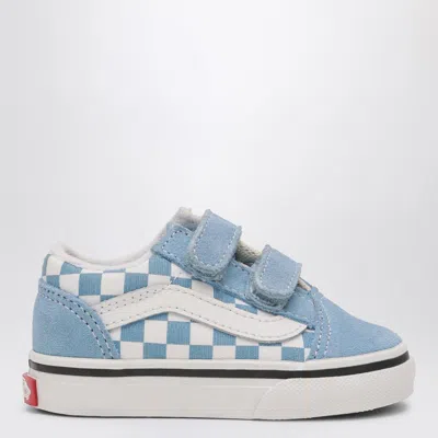 Vans White/blue Old Skool Sneakers With Check Pattern In Light Blue