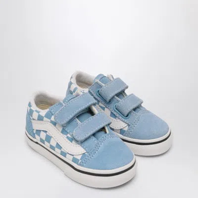 Vans White/blue Old Skool Sneakers With Check Pattern In Light Blue