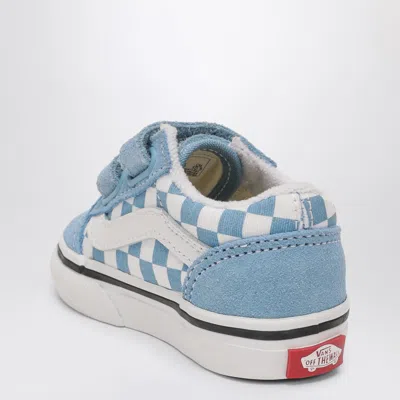 Vans White/blue Old Skool Sneakers With Check Pattern In Light Blue