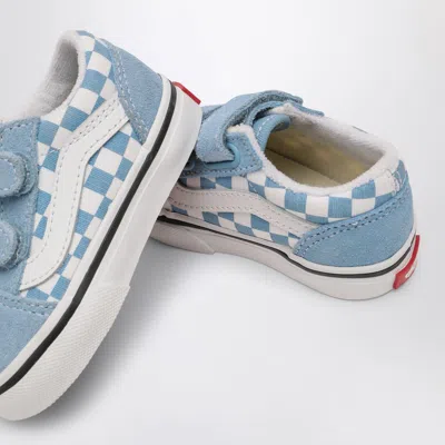 Vans White/blue Old Skool Sneakers With Check Pattern In Light Blue