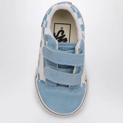 Vans White/blue Old Skool Sneakers With Check Pattern In Light Blue