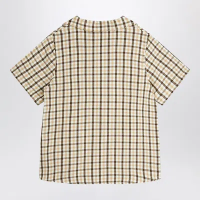 Mini Rodini Beige Shirt With A Checkered Pattern In Beige