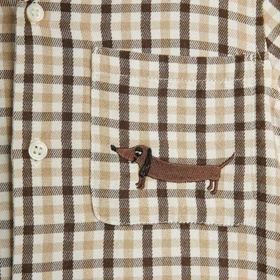 Mini Rodini Beige Shirt With A Checkered Pattern In Beige