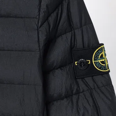 Stone Island Black Hooded Down Jacket In Black
