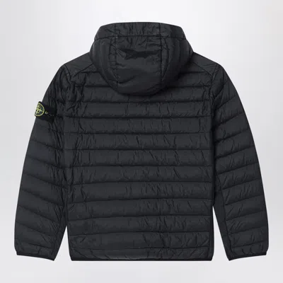 Stone Island Black Hooded Down Jacket In Black