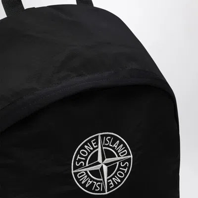 Stone Island Black Backpack With Compass Logo In Black