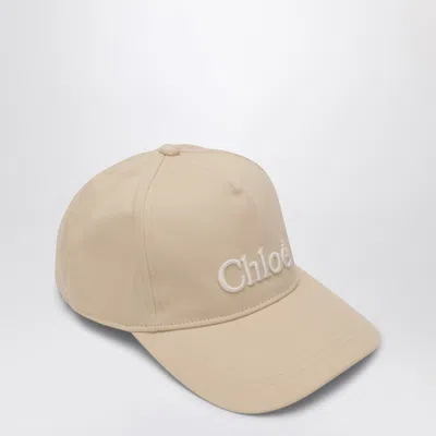 Chloé Beige Baseball Cap With Logo In Beige