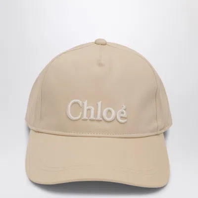 Chloé Beige Baseball Cap With Logo In Beige