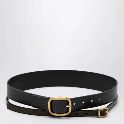 Loewe Black Double Leather Belt Women In Black