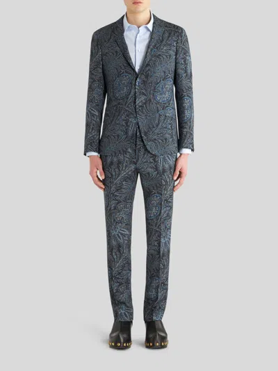 Etro Jacket With Foliage Pattern In Black