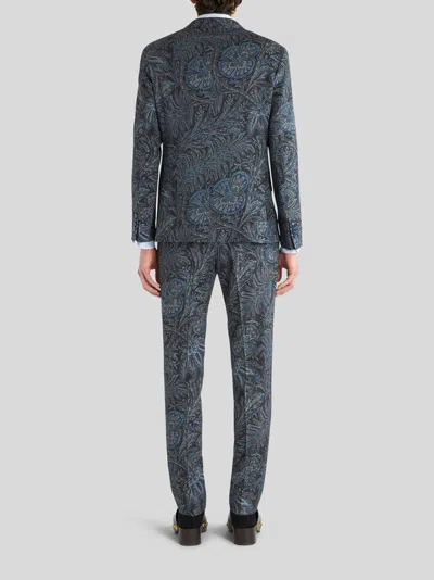 Etro Jacket With Foliage Pattern In Black