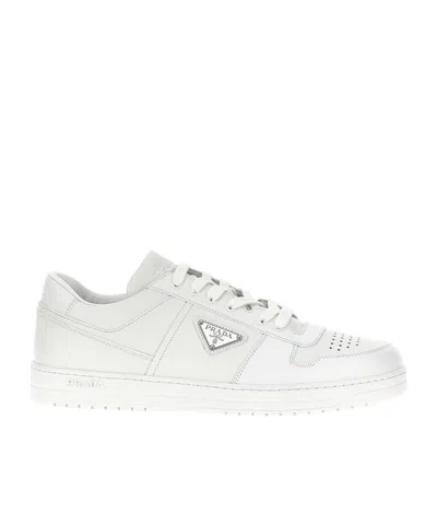 Prada White Leather Downtown Sneakers In White
