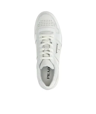 Prada White Leather Downtown Sneakers In White