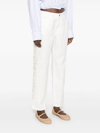 Ermanno Scervino White Trousers With Front Button Closure In White