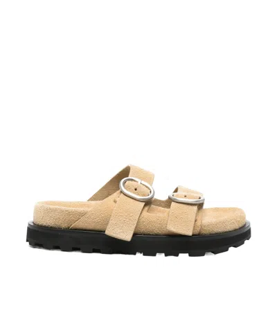 Jil Sander Suede Slides In Barley