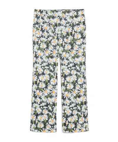 Weekend Max Mara High Waist Floral Pattern Trousers With Belt Loops In White