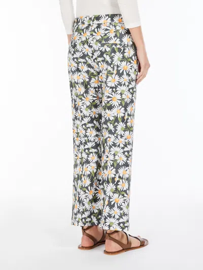 Weekend Max Mara High Waist Floral Pattern Trousers With Belt Loops In White