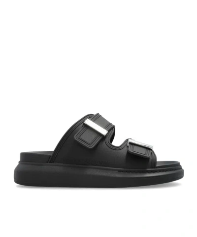 Alexander Mcqueen Black Rubber Sandals In Black