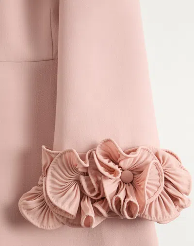Valentino Wool-silk Floral-sleeve Midi Dress In Vieux Rose
