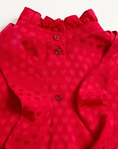 Valentino Crepe De Chine Shirt With Cour De Coeur Print In Red