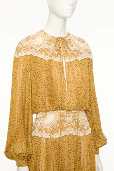 Valentino Long Sleeve Dress In Brown