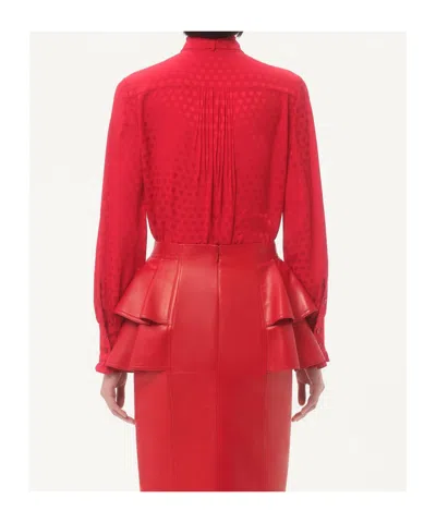 Valentino Crepe De Chine Shirt With Cour De Coeur Print In Red