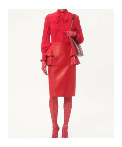 Valentino Crepe De Chine Shirt With Cour De Coeur Print In Red