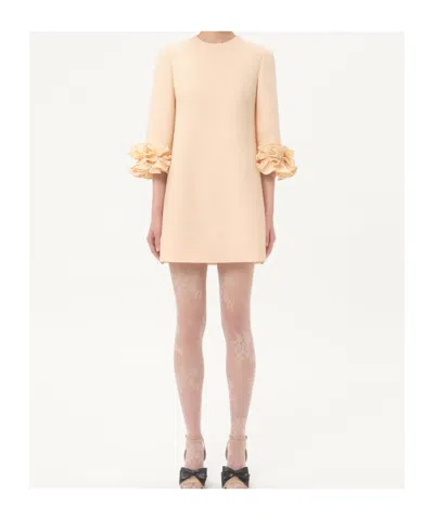 Valentino Garavani Wool And Silk Short Dress In Nude